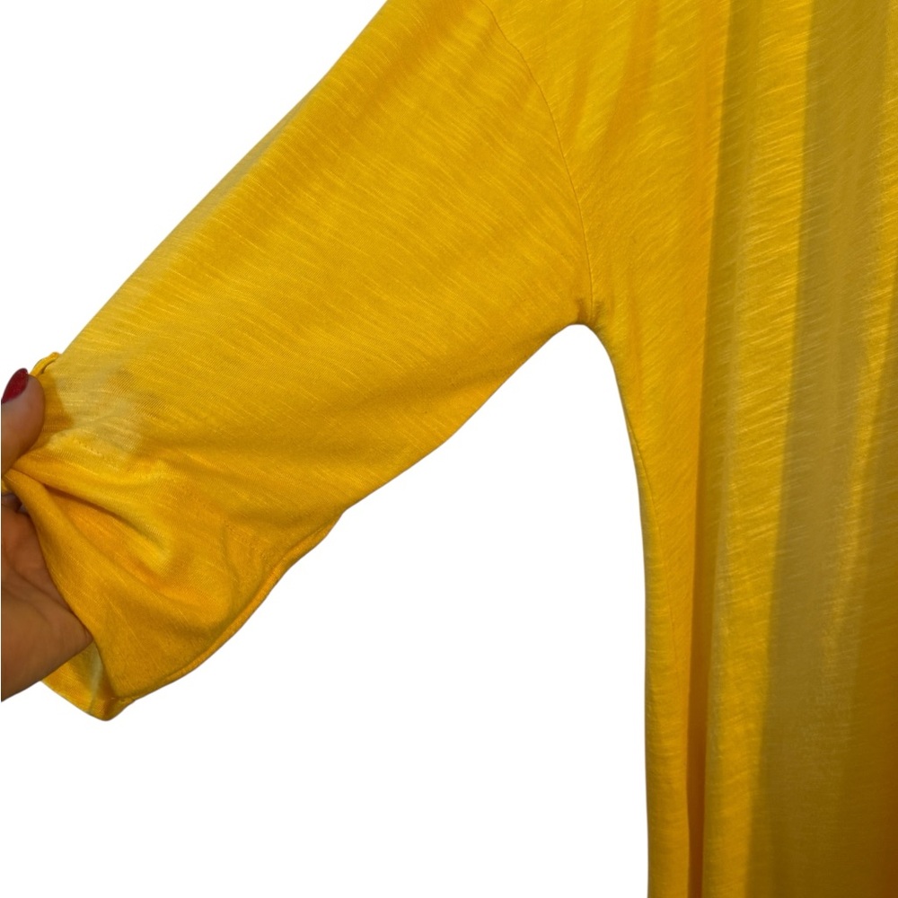 Onque Woman Yellow Slub Knit  Shirt w/Embroidery PLUS   2X   #Y - Picture 5 of 10